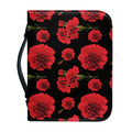 Red And Black Carnation Pattern Print Leather Bible Cover