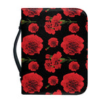 Red And Black Carnation Pattern Print Leather Bible Cover