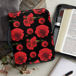 Red And Black Carnation Pattern Print Leather Bible Cover