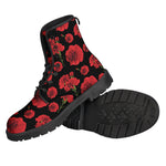 Red And Black Carnation Pattern Print Backpack