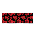 Red And Black Carnation Pattern Print Long Kitchen Mat