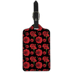 Red And Black Carnation Pattern Print Luggage Tag