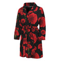 Red And Black Carnation Pattern Print Men's Bathrobe