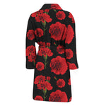 Red And Black Carnation Pattern Print Men's Bathrobe