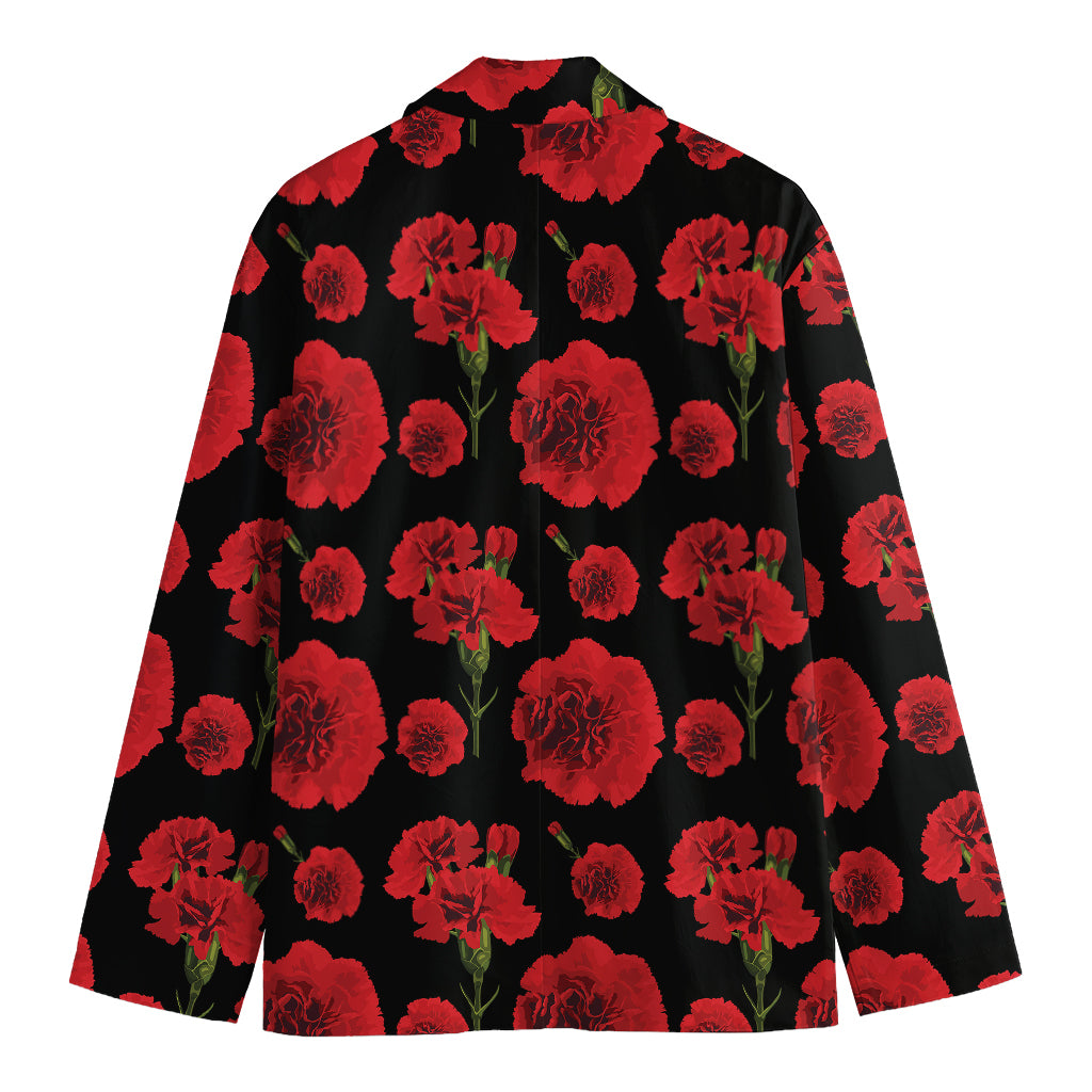Red And Black Carnation Pattern Print Men's Blazer
