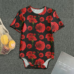 Red And Black Carnation Pattern Print Men's Bodysuit