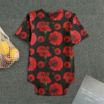 Red And Black Carnation Pattern Print Men's Bodysuit