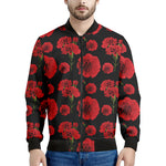 Red And Black Carnation Pattern Print Men's Bomber Jacket