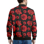 Red And Black Carnation Pattern Print Men's Bomber Jacket