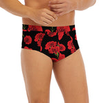 Red And Black Carnation Pattern Print Men's Briefs