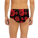Red And Black Carnation Pattern Print Men's Briefs
