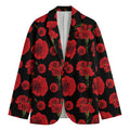 Red And Black Carnation Pattern Print Men's Cotton Blazer