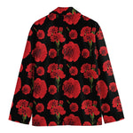 Red And Black Carnation Pattern Print Men's Cotton Blazer