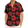 Red And Black Carnation Pattern Print Men's Deep V-Neck Shirt