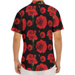 Red And Black Carnation Pattern Print Men's Deep V-Neck Shirt