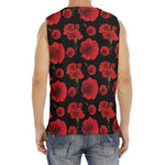 Red And Black Carnation Pattern Print Men's Fitness Tank Top