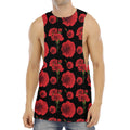 Red And Black Carnation Pattern Print Men's Muscle Tank Top