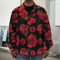 Red And Black Carnation Pattern Print Men's Shirt Jacket
