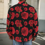 Red And Black Carnation Pattern Print Men's Shirt Jacket