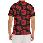 Red And Black Carnation Pattern Print Men's Short Sleeve Rash Guard