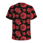 Red And Black Carnation Pattern Print Men's Sports T-Shirt