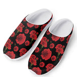 Red And Black Carnation Pattern Print Mesh Casual Shoes