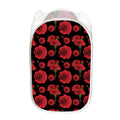 Red And Black Carnation Pattern Print Mesh Laundry Hamper