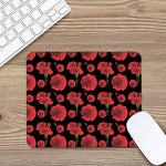 Red And Black Carnation Pattern Print Mouse Pad