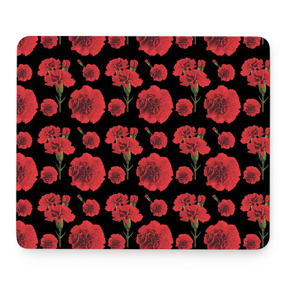 Red And Black Carnation Pattern Print Mouse Pad