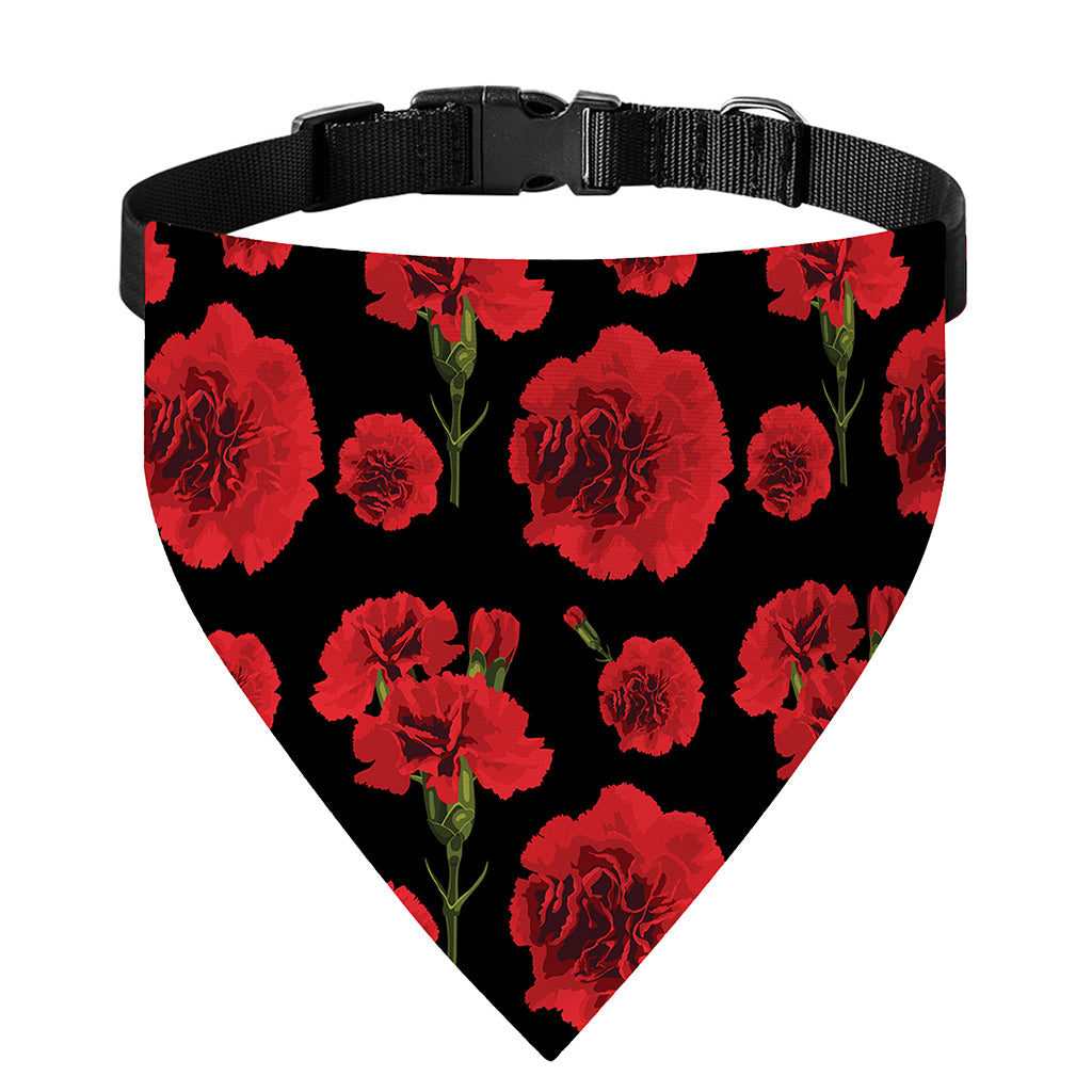 Red And Black Carnation Pattern Print Over The Collar Dog Bandana