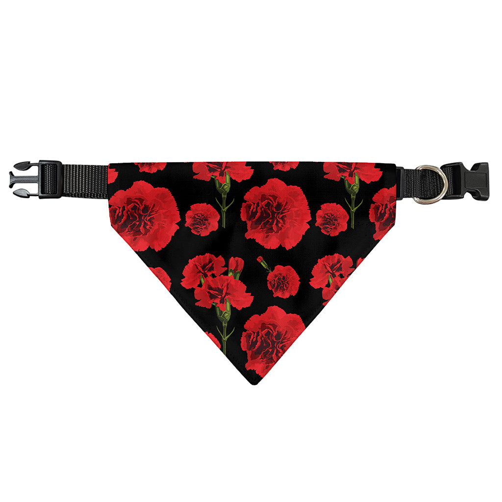 Red And Black Carnation Pattern Print Over The Collar Dog Bandana