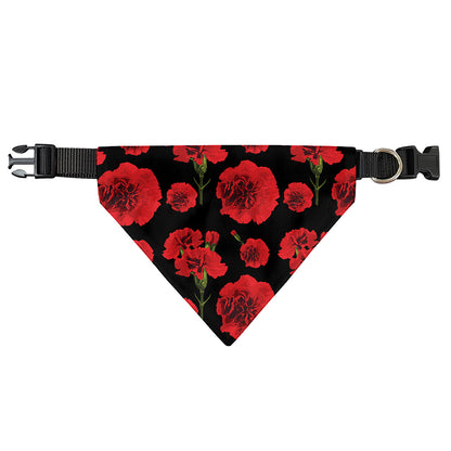 Red And Black Carnation Pattern Print Over The Collar Dog Bandana