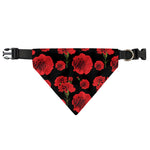 Red And Black Carnation Pattern Print Over The Collar Dog Bandana