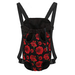 Red And Black Carnation Pattern Print Pet Carrier Backpack