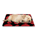Red And Black Carnation Pattern Print Pet Cooling Mat Cover
