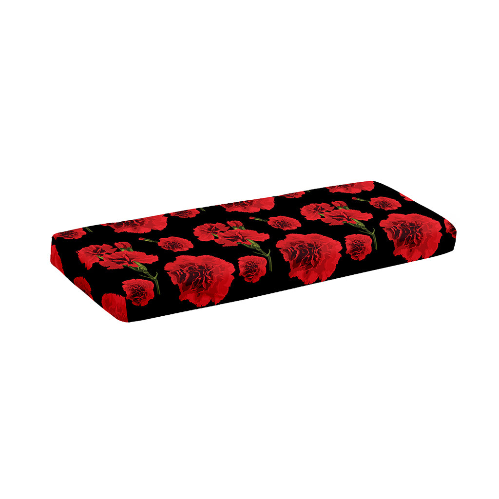 Red And Black Carnation Pattern Print Piano Keyboard Cover