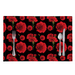 Red And Black Carnation Pattern Print Placemat