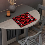 Red And Black Carnation Pattern Print Placemat