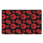 Red And Black Carnation Pattern Print Polyester Doormat