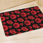 Red And Black Carnation Pattern Print Polyester Doormat