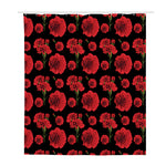 Red And Black Carnation Pattern Print Polyester Shower Curtain