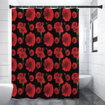 Red And Black Carnation Pattern Print Premium Shower Curtain