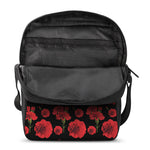Red And Black Carnation Pattern Print Rectangular Crossbody Bag