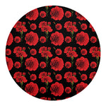 Red And Black Carnation Pattern Print Round Blanket