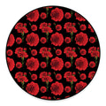 Red And Black Carnation Pattern Print Round Floor Mat