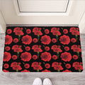 Red And Black Carnation Pattern Print Rubber Doormat