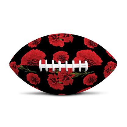Red And Black Carnation Pattern Print Rugby Ball