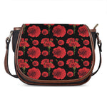 Red And Black Carnation Pattern Print Saddle Bag