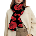 Red And Black Carnation Pattern Print Scarf