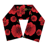 Red And Black Carnation Pattern Print Scarf